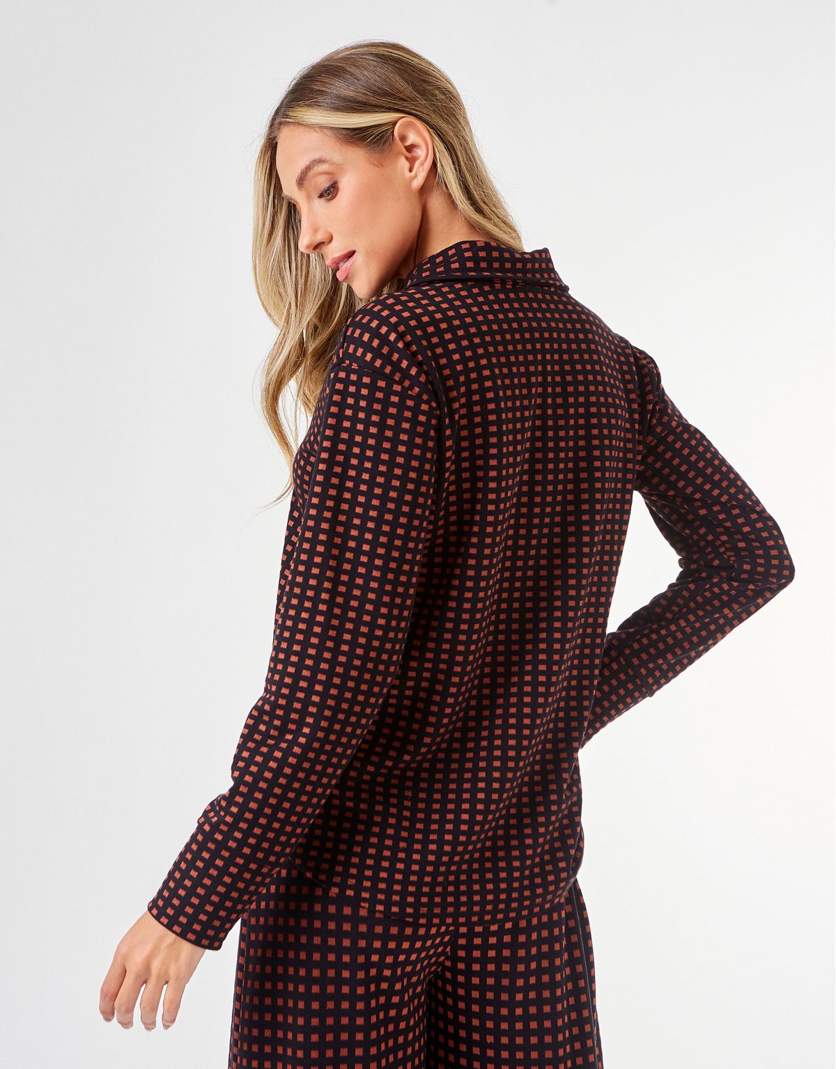Camisa Gola Polo Estampado Geométrico - Preto