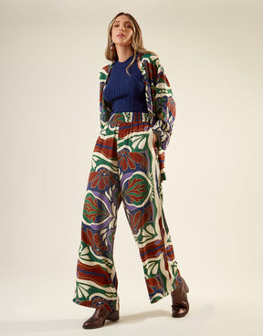 Calça Estampada Lenço Laila - Azul Marinho