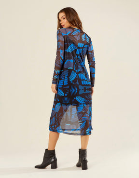 Vestido New Longo Estampado Miley - Preto