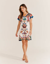 Vestido Caixinha Estampado Bia - Areia